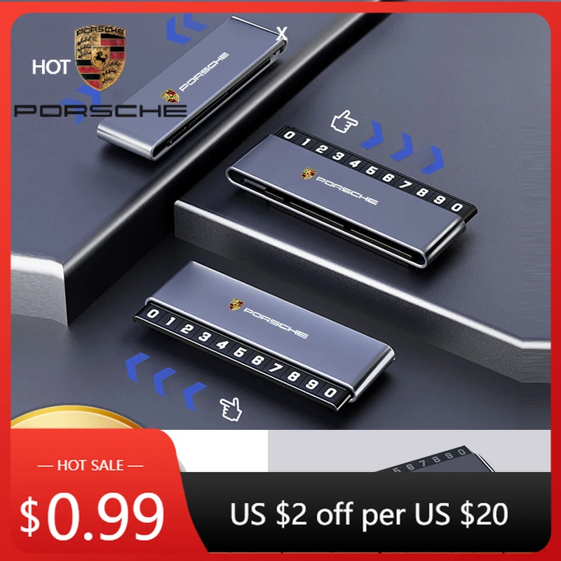 

Наклейка на автомобиль для Porsche Cayman, Cayenne, 911, Macan, временный парковочный номерной знак из алюминиевого сплава, регулируемая выдвижная наклейка