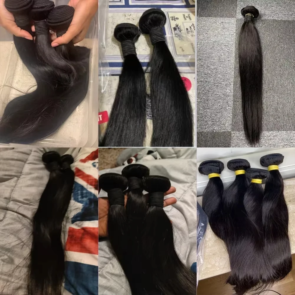 30 32 polegada brasil feixes de cabelo cru 100% feixes de cabelo humano 38 40 polegada longo grosso feixes de cabelo reto para extensões de cabelo feminino