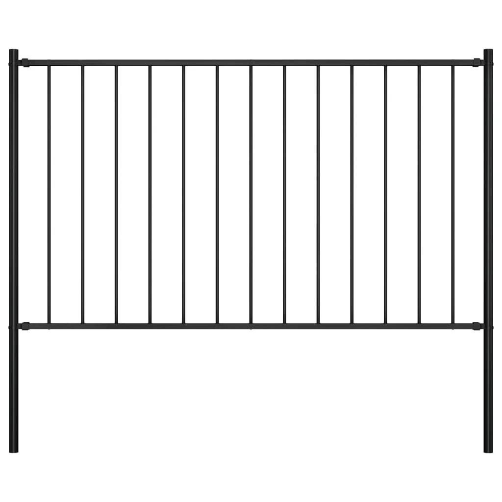 

Fence Panel with Posts Powder-coated Steel 5.6'x4.1' Black