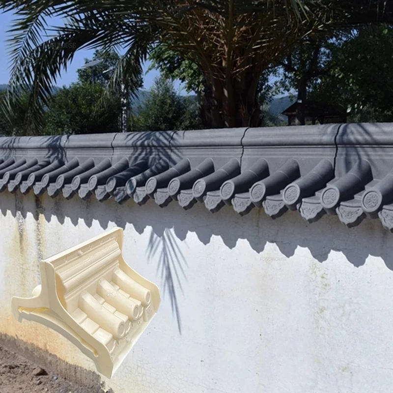 Chinese Retro Hat Eaves Tile Model Garden Wall Decoration Home Wall Cap Carved Cement Board Antique Courtyard Wall Cement Molds