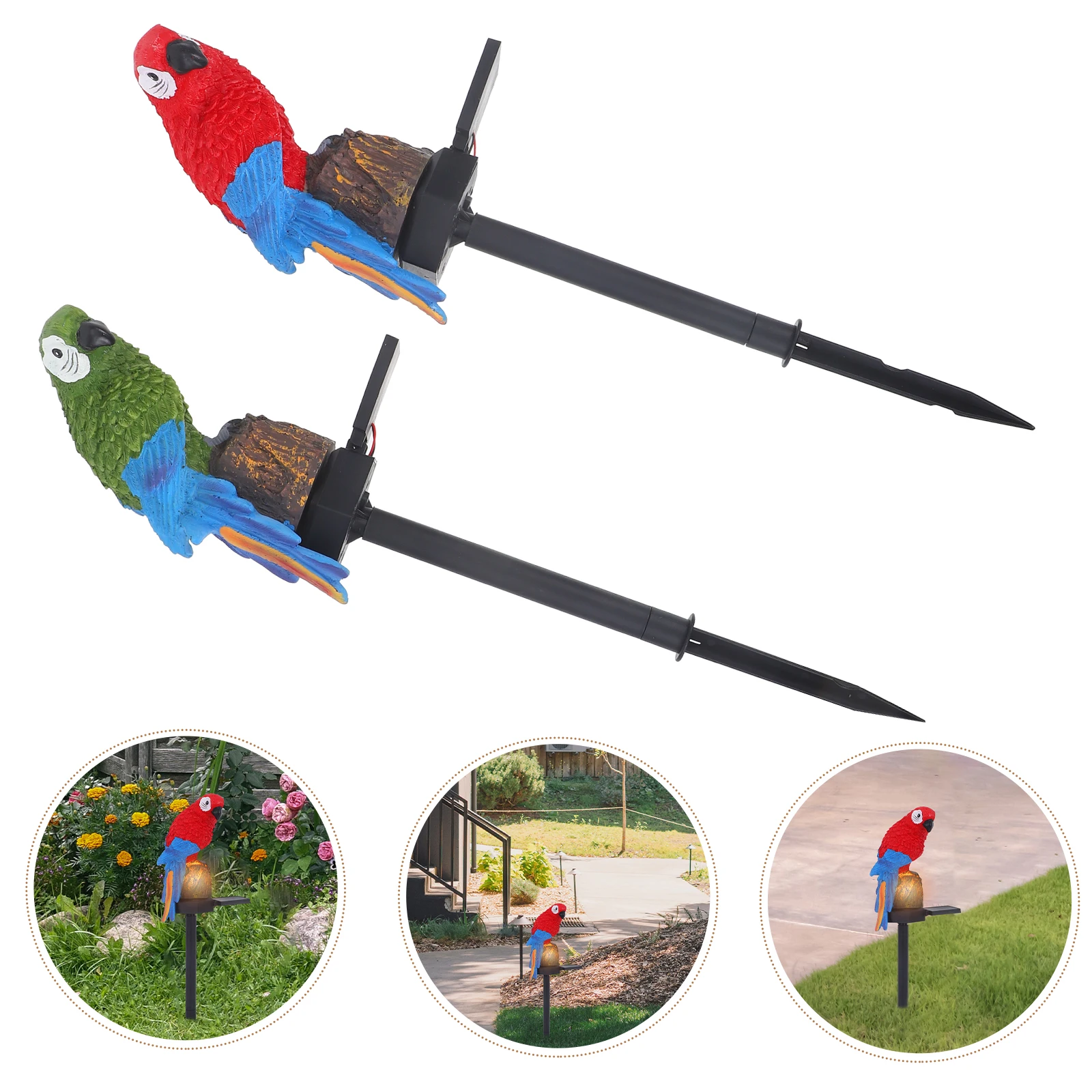 

2pcs Solar Parrot Lights Resin LED Garden Decorative Outdoor Stake Lights for Lawn Pathway Driveway Energy Saving Warm