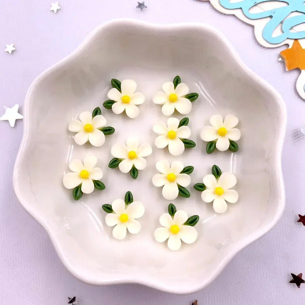 50pcs Resin Colorful 3D Cute Leaf Flower Flat back Rhinestone Scrapbook DIY Wedding Applique Decor Jewelry Accessories Crafts S1