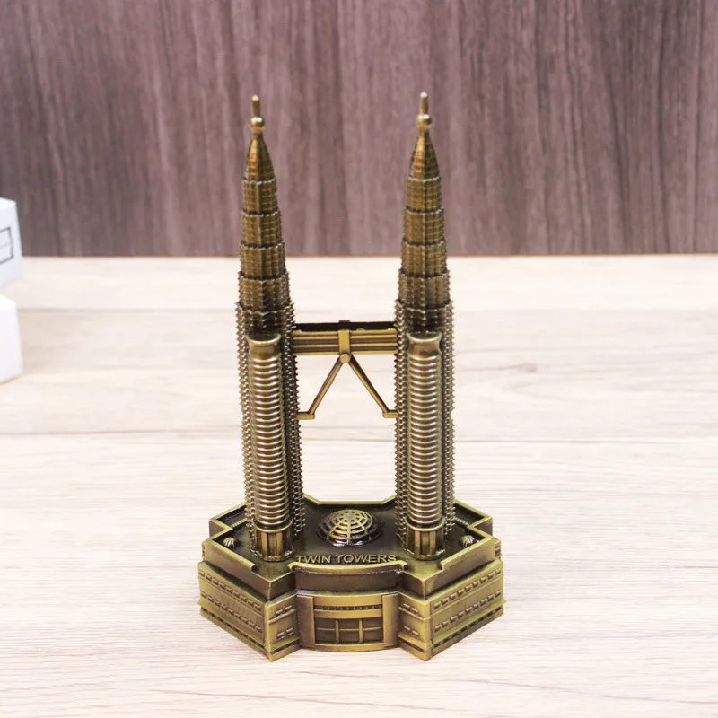 Kuala Lumpur Twin Tower Models Home Decorations and Ornaments Travel Souvenirs Figurines Metal House Model Malaysia