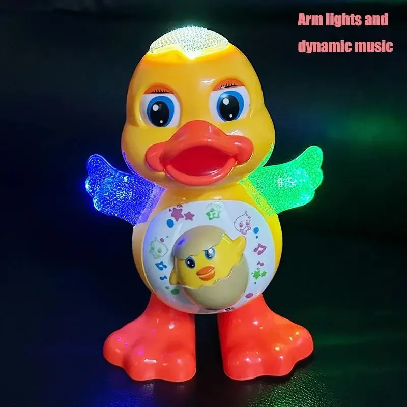 1 Pcs Motorized Dancing Duck, Funny Eye Flash, Cute Music Cartoon Animal Educational Toys, Perfect Holiday Gift for Baby