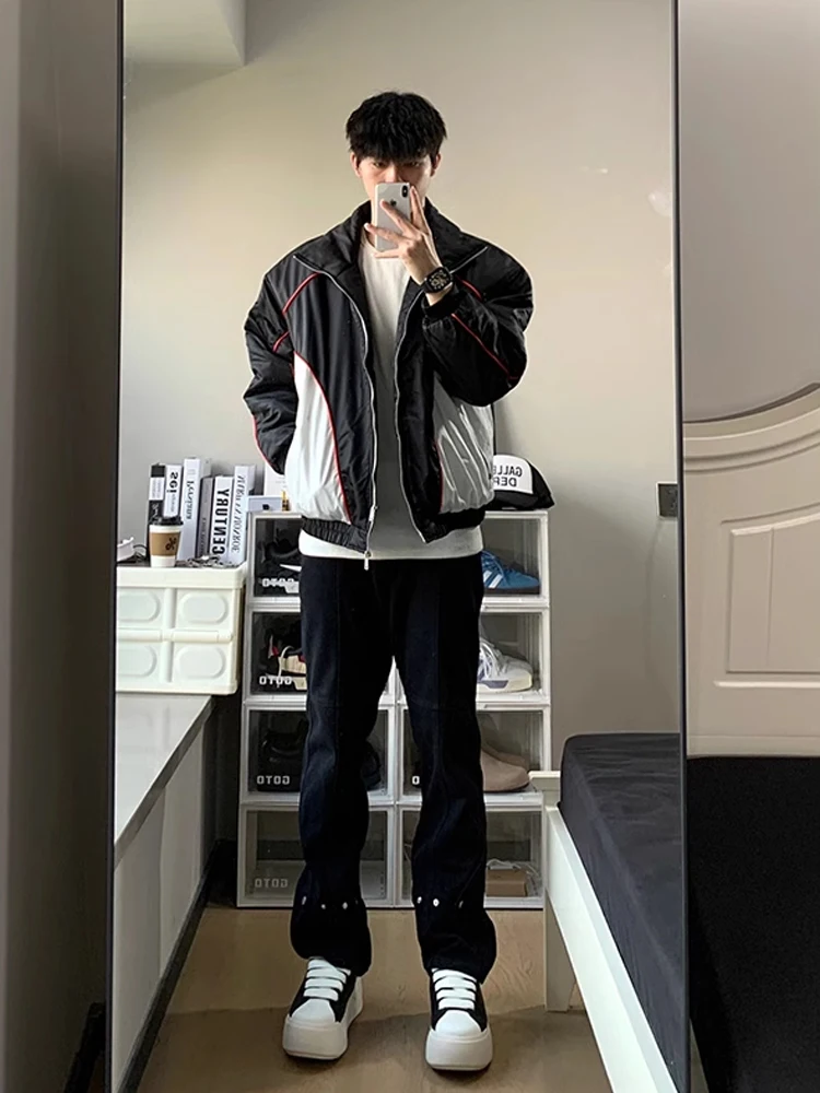 

Extended Length Men's Jeans High Waist Slim Straight Leg Micro Flared Trousers American Street Sle Workwear Denim Jeans