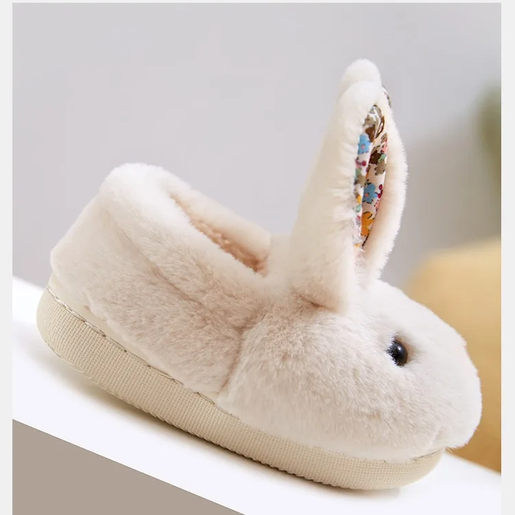 Kid Shoes Girl Fur Slippers Anti Slip Warm Slippers Fashionable Color Matching Cotton Slipper Autumn Winter Thick Bottom Slipper