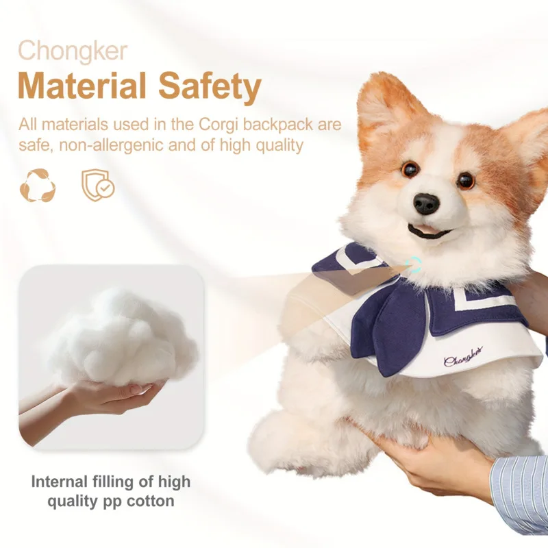Dog Backpacks Handmade Corgi Style Exquisite All Handmade Bag With Adjustable Shoulder Straps, Fashionable Plush Backpack Gifts
