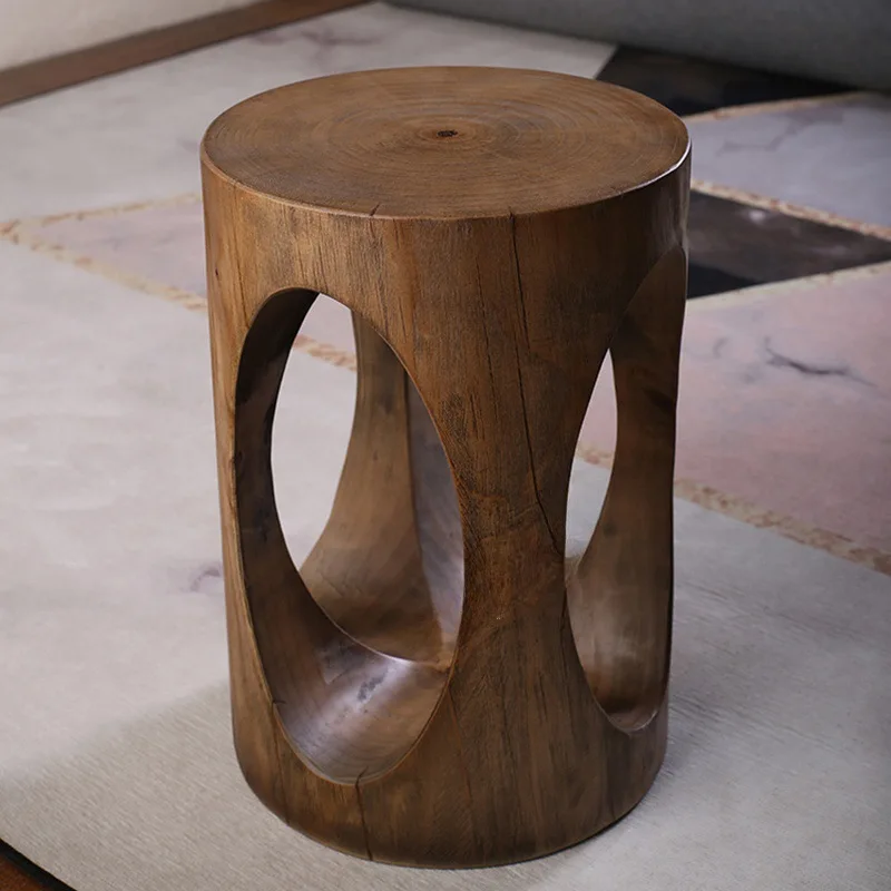 Wabi Sand wind carbonized black log coffee table creative living room stump treestump hotel round teatable solid wood pier rou