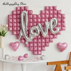 Heart Shaped Background Wall Balloons Valentines Day Heart Love Foil Balloons for Wedding Party Valentines Day 2024 Decorations