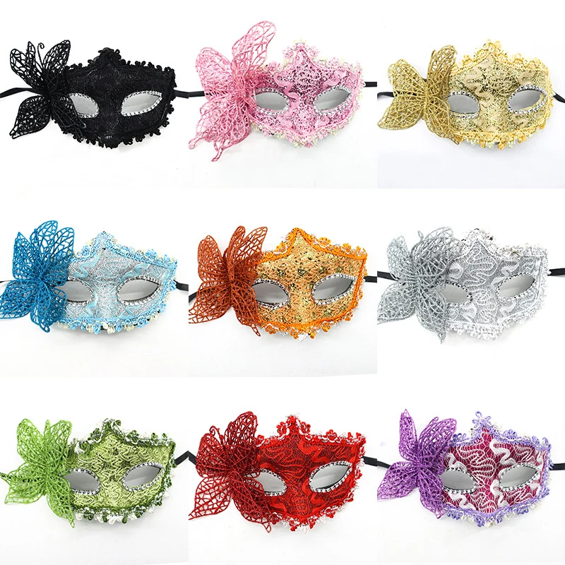 Side Butterfly Handheld Masquerade Masks Fashion Half Face Eye Mask Woman Party Makeup Ball Venetian Party Mardi Gras Mask