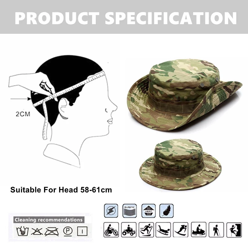 Tactical Camouflage Cap Military Hat Army Caps Men Women Outdoor Sports Sun Boonie Bucket Fishing Hiking Hunting Climbing Hats