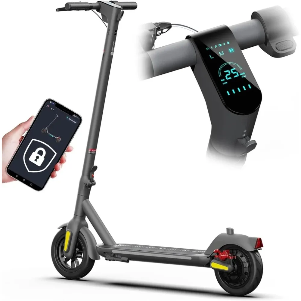 Smart Electric Scooter for Adults - Max 18.6 Mile Range and 15.5Mph for 350W Moter, Auto-Sensing Automatic Headlamps