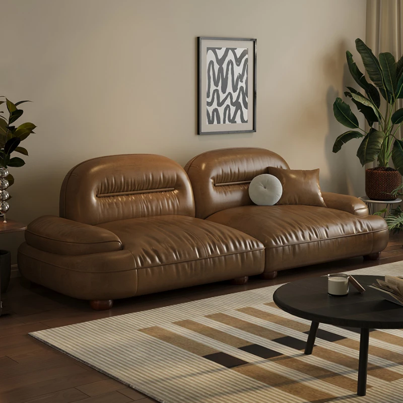 

Designer Small Apartment Home Living Room Modern Brown Vintage Italian Beauty Salon Office Reception Leather Sofa