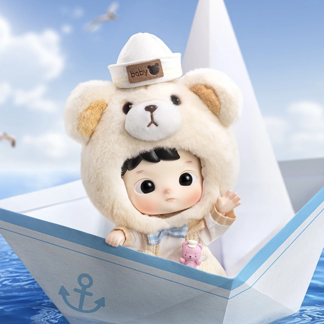 13cm Genuine Hacipupu Captain Bear Bjd Doll Fashion Doll Anime Figure Kawaii Cute Doll Collection Decoration Birthday Gift