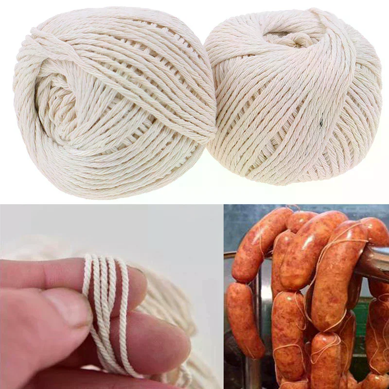 1Roll 70M Butcher's Cotton Twine Cooking Tools Meat Prep Trussing Strings for Turkey Barbecue Sausage Tie Rope Cord