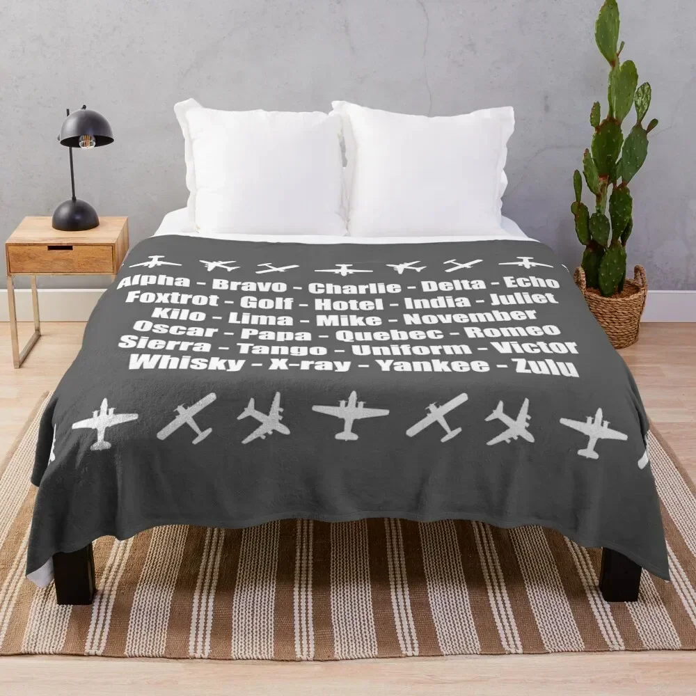 

Phonetic Alphabet White Aeroplanes Design Throw Blanket Faux Fur Soft Warm Blanket for Bed