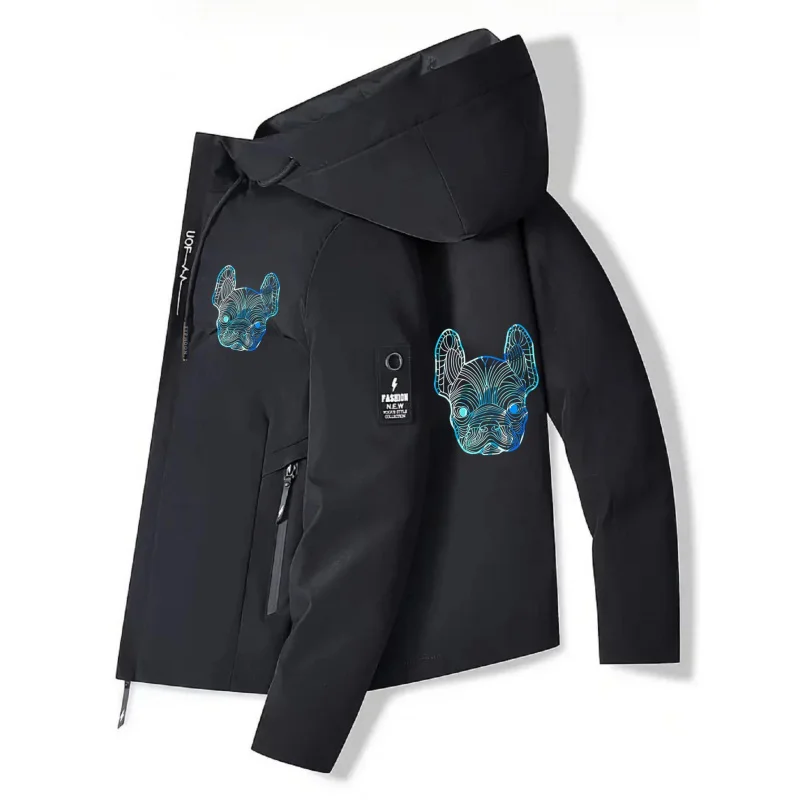 Men's Lightweight Windproof Hooded Jacket - Full-Zip Windbreaker with Hood, High-Quality Shell, for Outdoor Enthusiasts