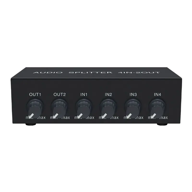 A31T 4 in 2 Out Audio Switch RCA Volume Adjustment Stereo High Fidelity with Op for Amp for Home Audio EU Plug