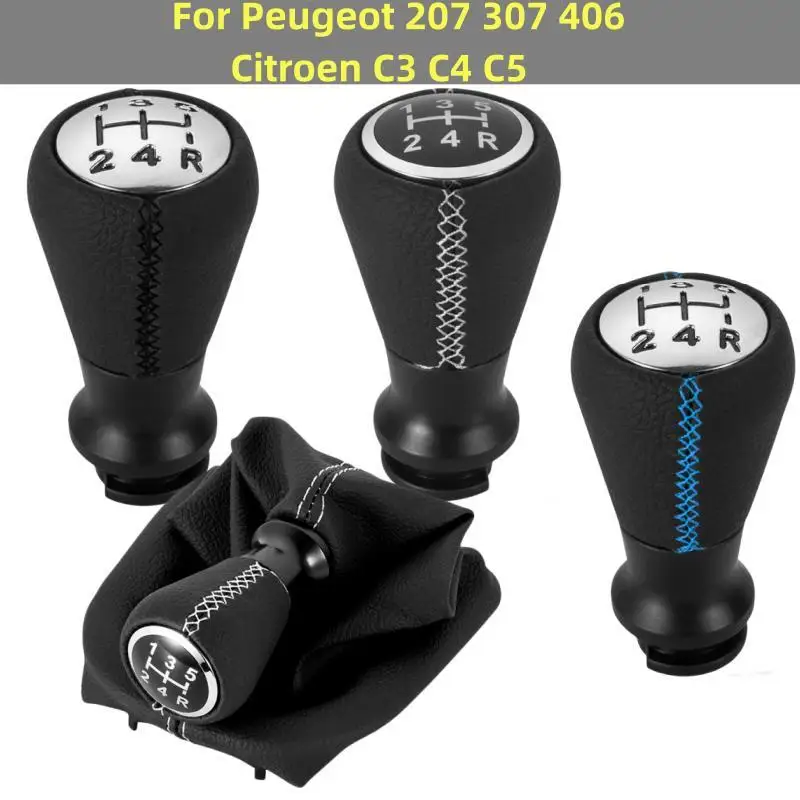 For Peugeot 207 307 406 / Citroen C3 C4 C5 Leather Gear Shift Knob Lever Shifter Stick Gaiter Boot Collar Case Cars Accessories