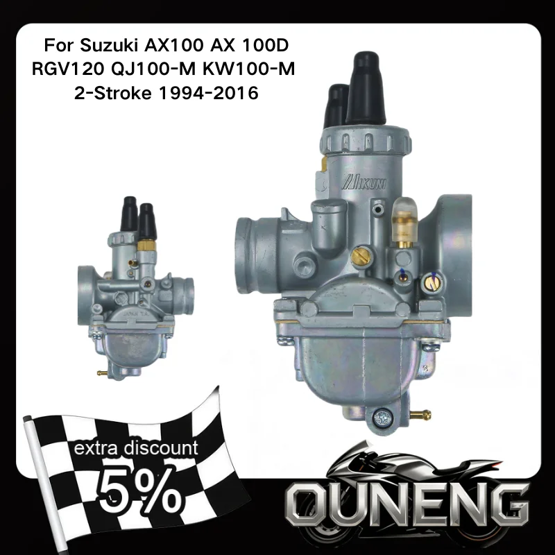22mm Motorcycle Carburetor AX100 For Suzuki AX100 AX 100D RGV120 QJ100-M KW100-M 2-Stroke 1994-2016 Scooter ATV Engine Carb