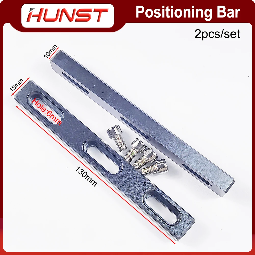 Hunst-Barra de posicionamiento para mesa de trabajo, 2 uds, 130x16mm de diámetro, 6mm + 4 Uds de tornillo de posicionamiento para máquina de marcado