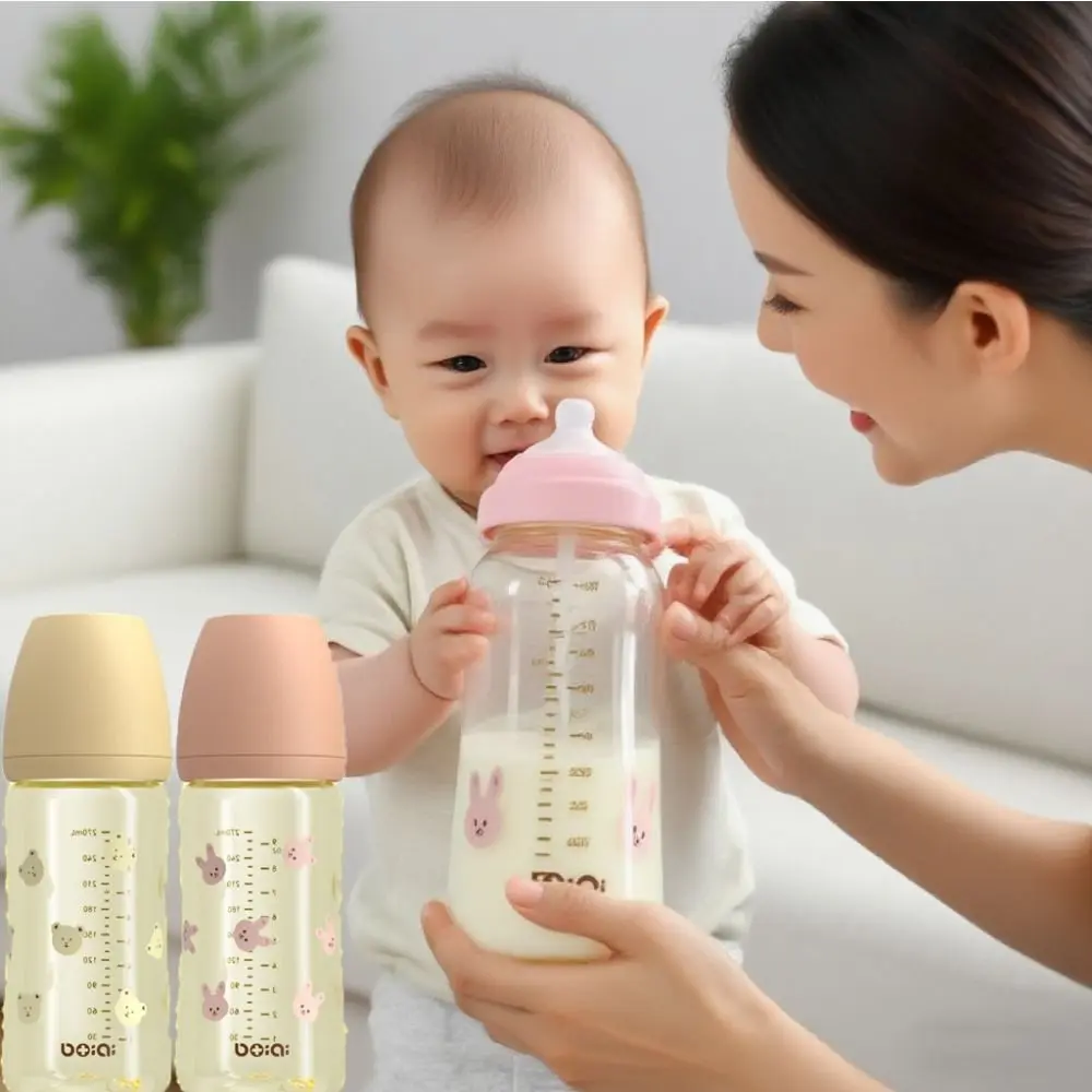 Tetina de silicona de 270ml, biberón de PP de calidad alimentaria, biberón de leche para bebés recién nacidos, biberón infantil con mango, suministros de alimentación