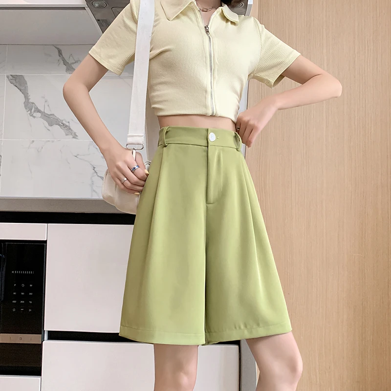 Female 2023 New Korean Summer Fashion Style Temperament Shorts Women\'S Thin Loose Wide Leg Slim Casual Pants 5-Point Trousers