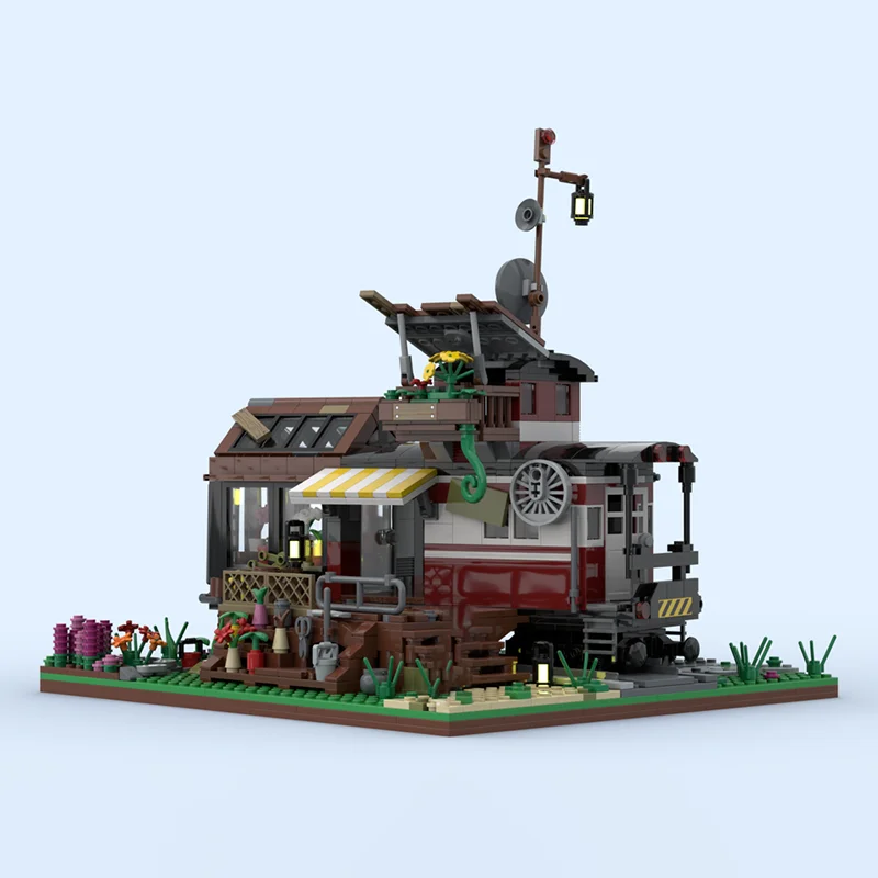 모듈형 도시 건축 모크 빌딩 블록 모듈형 경비차 꽃집 기술 블록 크리스마스 DIY 장난감 건설 선물