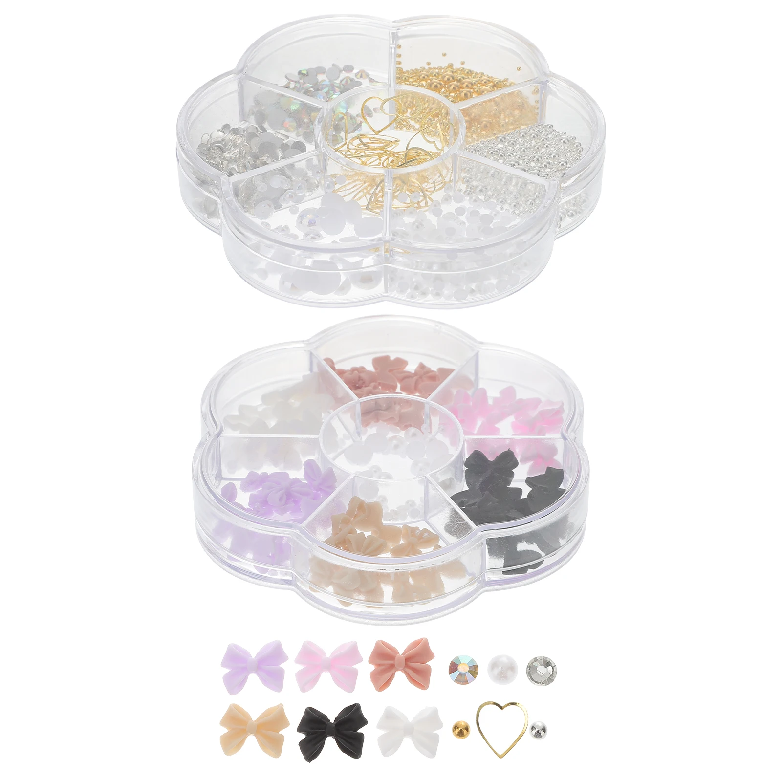2 Boxen Nail Art Charms Perlen Strasssteine Edelsteine Perlen für DIY Handwerk Handyhülle Scrapbook Dekoration Nail Art Supplies