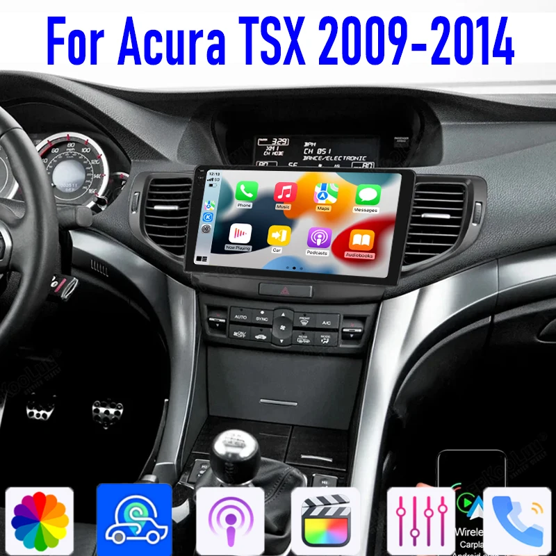 

GPS 9" For Acura TSX 2009-2014 Car Radio Head Unit Wireless Apple Carplay Android 13 Auto Reversing Image Camera WIFI BT 4+64GB