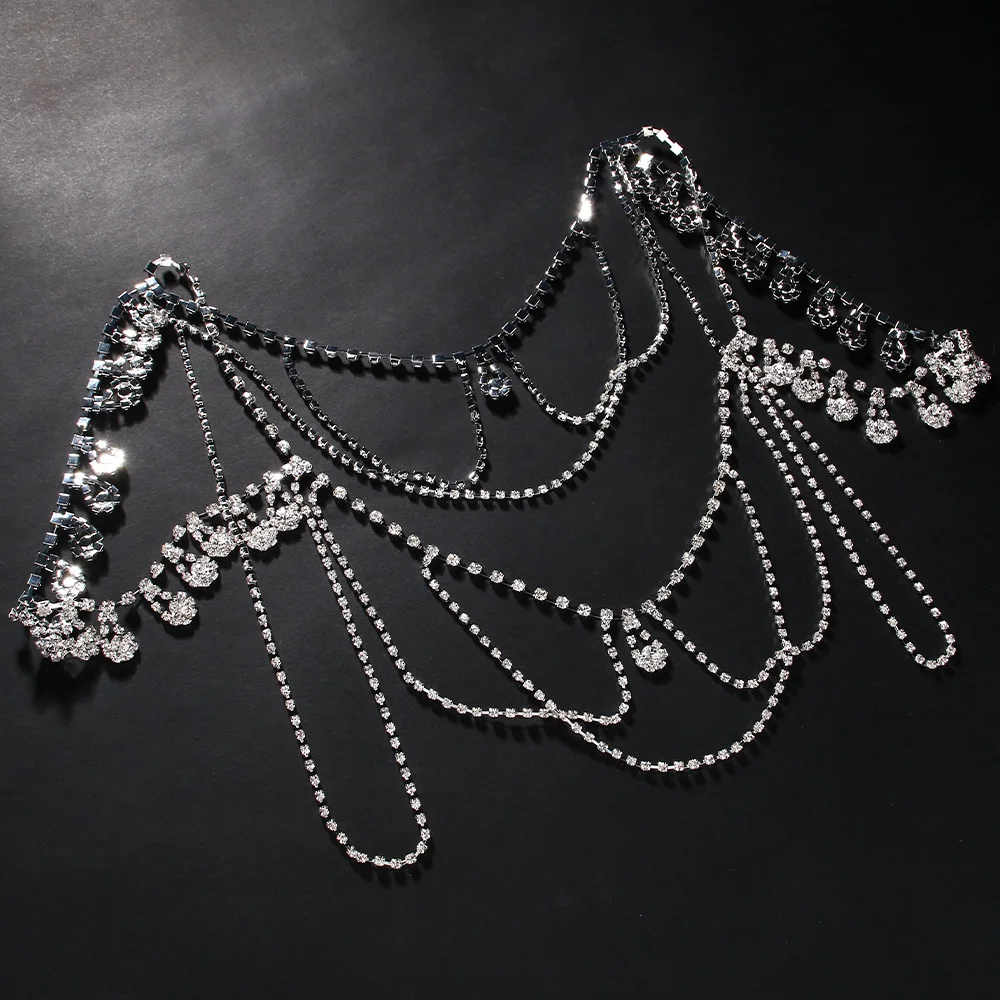 Rhinestone Multi-layered Shoulder Chain Jewellry Elegant Necklace Body New Wedding Accessories Decoration Party Bride Dress 2024