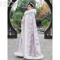 Spring Chinese style Hanfu cape women's velvet thickened long shawl antique cape jacket