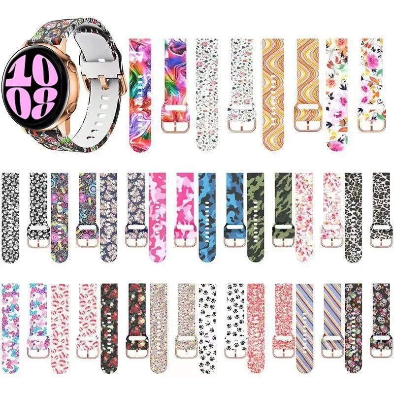 22mm 20mm Band for Samsung Galaxy Watch 4 6 5 pro Classic/Gear S3/Active Sport Printed Bracelet Galaxy 6 classic 43mm 47mm strap