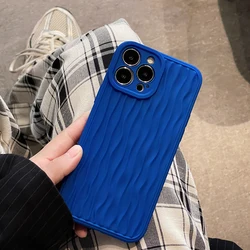 Qianliyao 3D Water Ripple pattern Phone Case For iPhone 15 14 13 12 11 Pro XS Max XR X 14promax Blue Color Soft Shockproof Cover