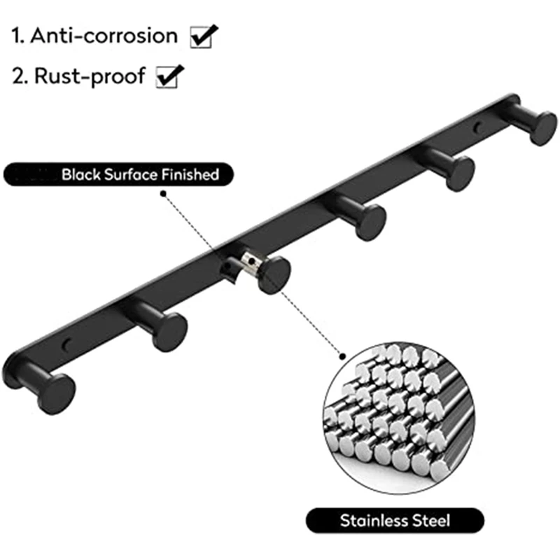 寝室のコートフック,フック付きの壁の棚,6つのフック,キッチンの壁のハンガー
