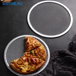 JUSTINLAU 6-14 Inch Pizza Baking Pan Mesh Round Aluminum Pizza Screen Baking Pan DIY Hollow Pie Bread Mesh Kitchen Baking Tools