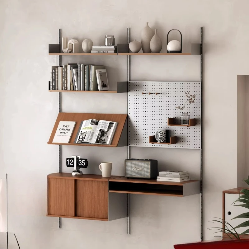 Shelf Wall Hole Board Storage Rack Small Unit Solid Wood Multilayer Board Wall Track Bookshelf