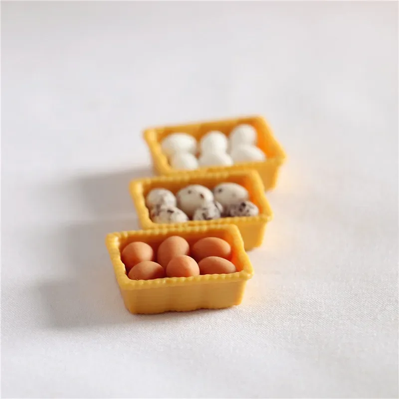 1:12 Mini Egg with Tray 1set Eggs Food Model Dollhouse Miniature Scale Kitchen Eggs Home Decor Doll Accessories