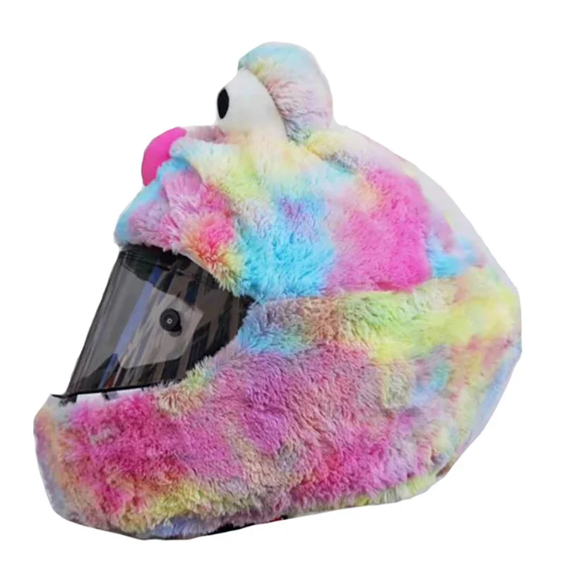 Housse De Casque Moto Peluche Protection - Modèles Fun Violet Diable, Grenouille, Panda