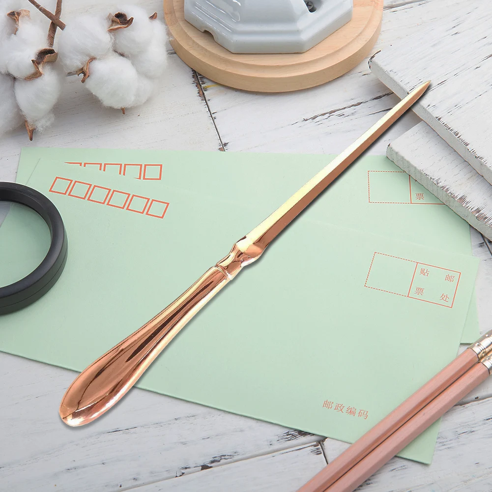 Открывалка для бумаги из цинкового сплава, нож для бумажных конвертов с безопасными лезвиями под розовое золото, для школы и офиса