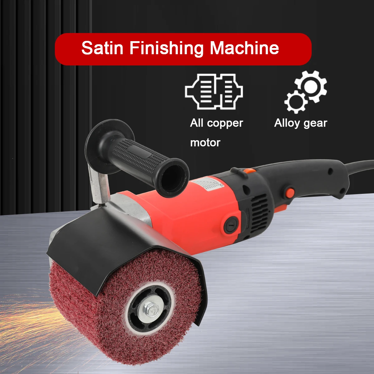 1400W Grinding Machine Satin Polisher 220V Electric Wire Drawing Burnishing Polishing Machine For Metal Steel Wood Polishing