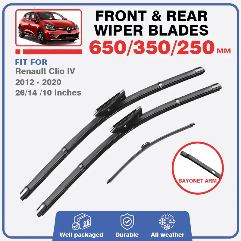 For Renault Clio IV 4 2012 - 2020 RS Hatchback Estate Front Rear Wiper Blades Windshield Brushes Windscreen Window 26