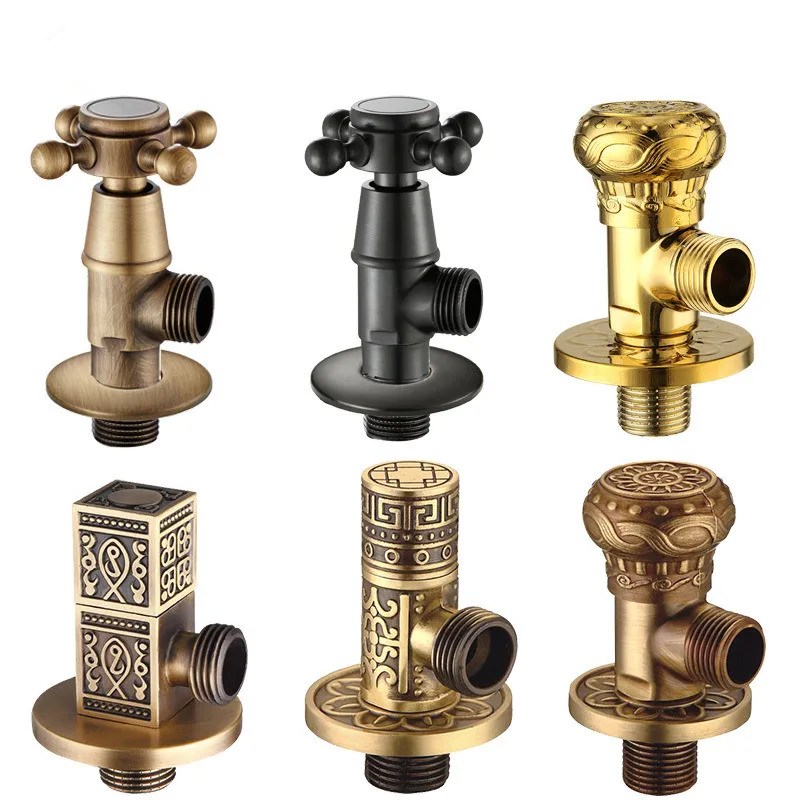 Tuqiu Angle Valve Antique Water Faucet Control/ Corner Triangle Valve Bathroom Tap Sink 1/2*1/2 Stainless Steel Black Garden Tap