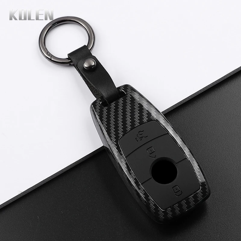ABS Carbon Faser Stil Auto Schlüssel Fall Abdeckung Für Mercedes Benz A C E S G Klasse W177 W205 W213 X167 W222 CLA GLE GLB GLS AMG Maybach