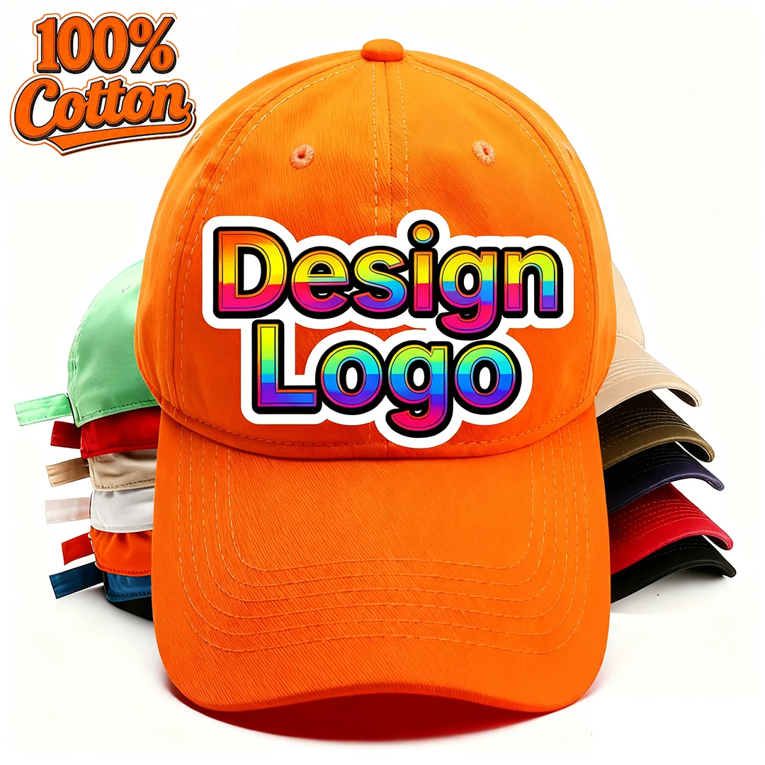 Custom DIY Text Logo 100%Cotton High Quality Soft Top Baseball Caps Print Pattern Hats Men's Women's Outdoor Sport Sunscreen Cap