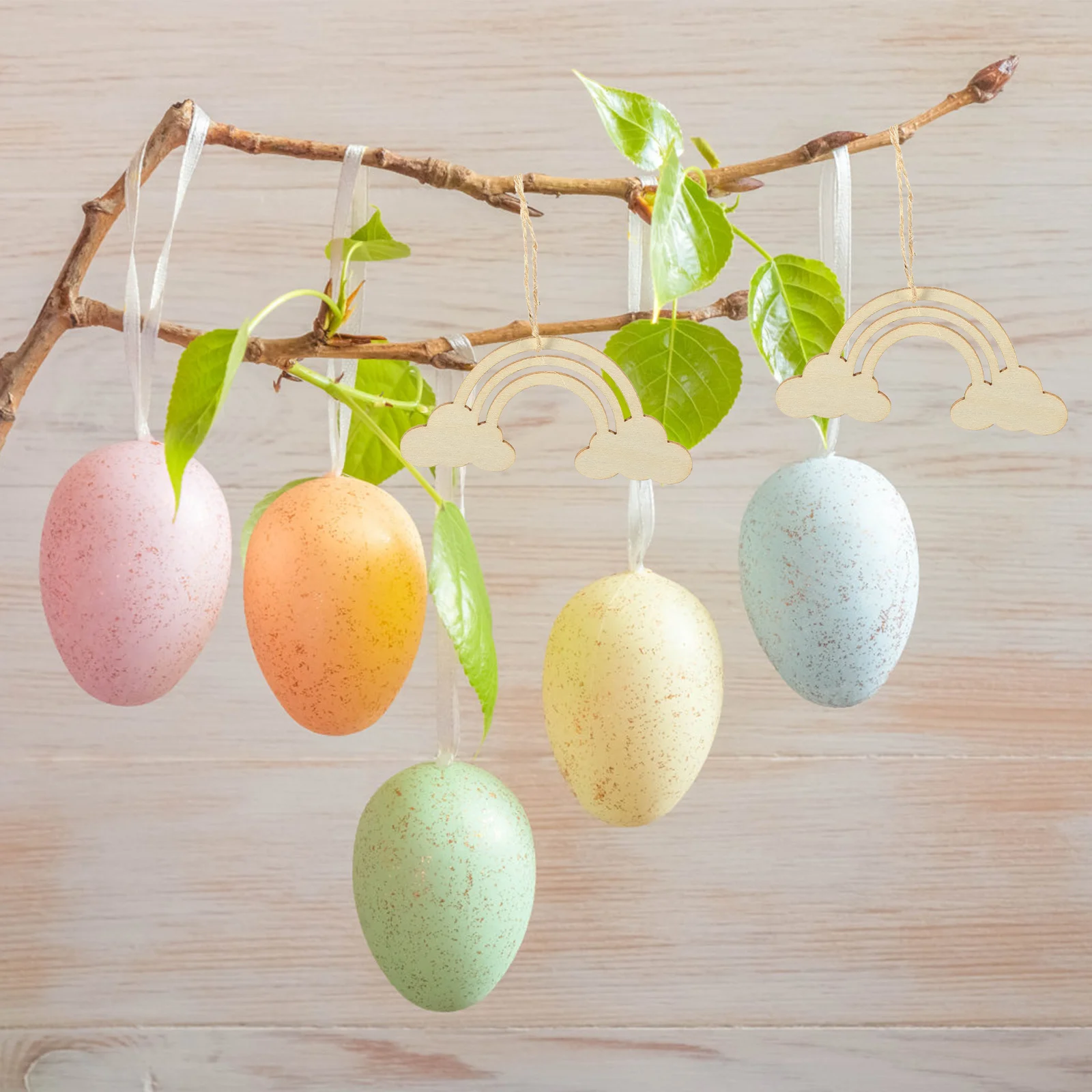 

1Set Wooden Rainbow Cutouts Premium Wood Unfinished DIY Craft Blank Slices Kids Decoration Painting Craft Hanging Ornaments