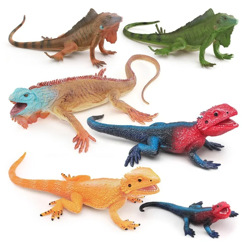 Simulated Lizards Fridge Stickers American Iguana Flat Headed Rock Lizard Fridge Magnets Artificial Animals Models Kids Gifts