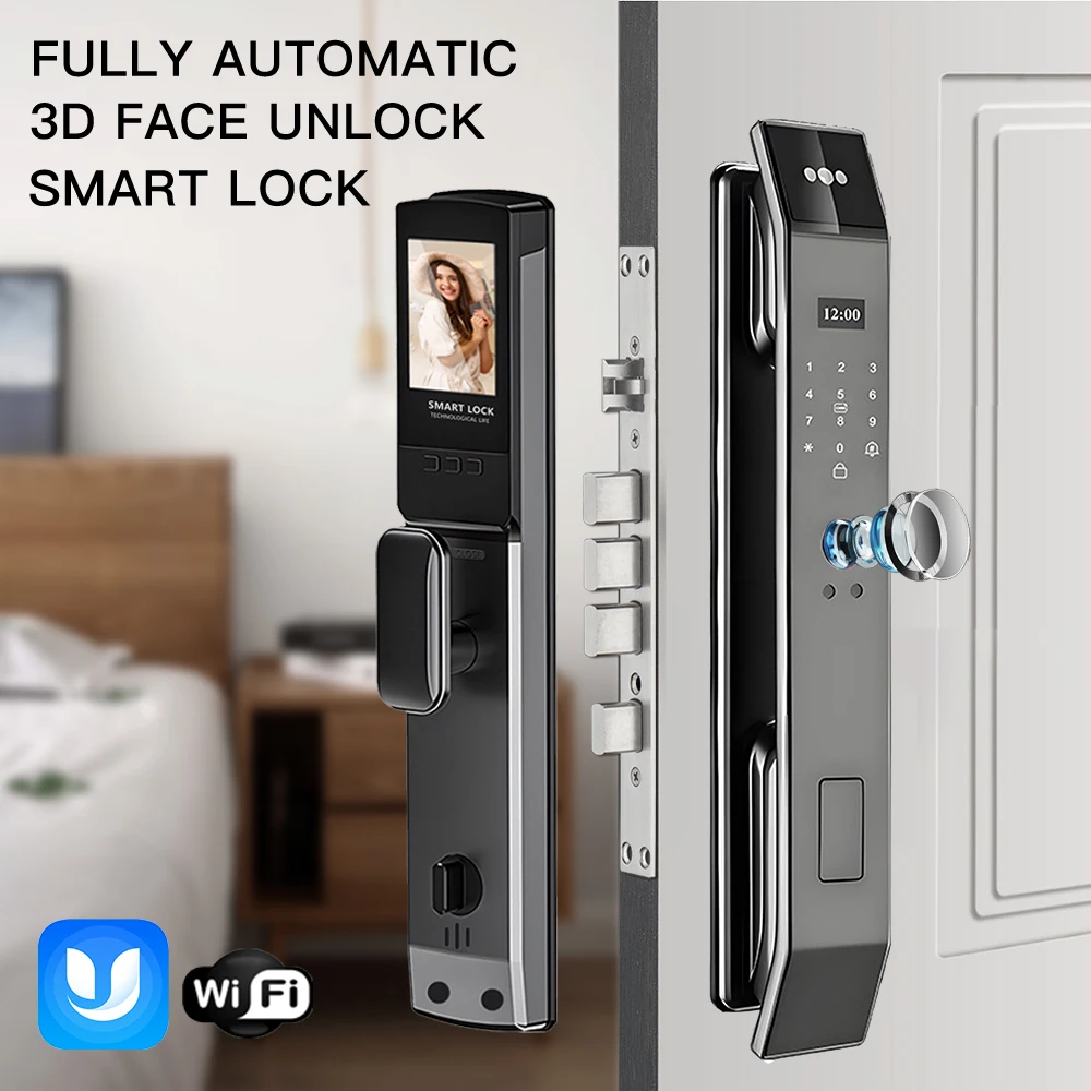 

3D Face Recognition Digital Door Lock WiFi Usamrt Go APP Fingerprint Password IC Card Smart Door Lock Unlock