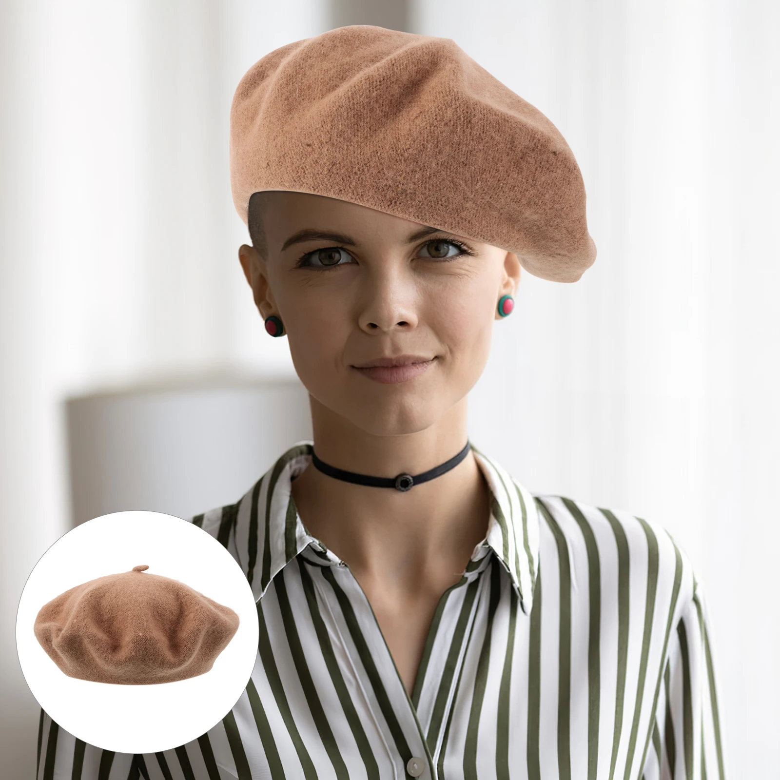 

Woolen Beret Artist Cap Fashion Hat Knitted French Hats for Women Vintage Street