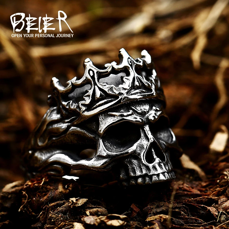 Beier 2022 New Various Designs Classical Noble Crown Skull Men\'s Ring Punk Skeleton Biker Motorcycle Gothic Creative Jewelry